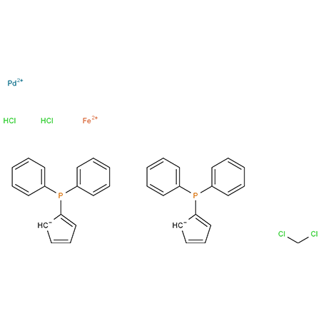 1,1'-Bis(diphenylphosphino)ferrocene-palladium(II)dichloride dichloromethane complex CAS: 95464-05-4